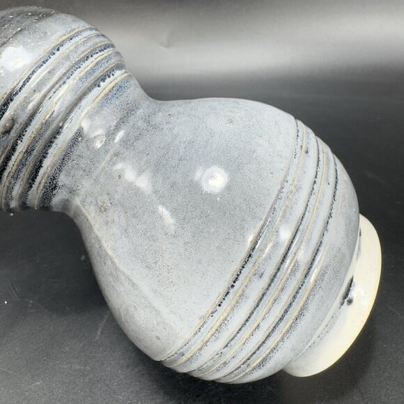 Primitive Style Art Pottery Bud Vase Round Bottom Gray Black Lines Glaze Vase - Picture 7 of 11